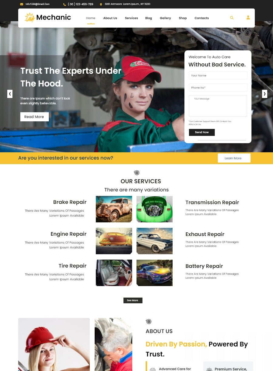 Free Automotive Mechanic Wordpress Theme