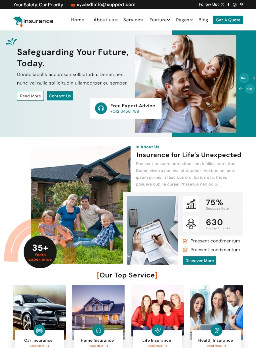 Premium Insurance Company Wordpress Theme