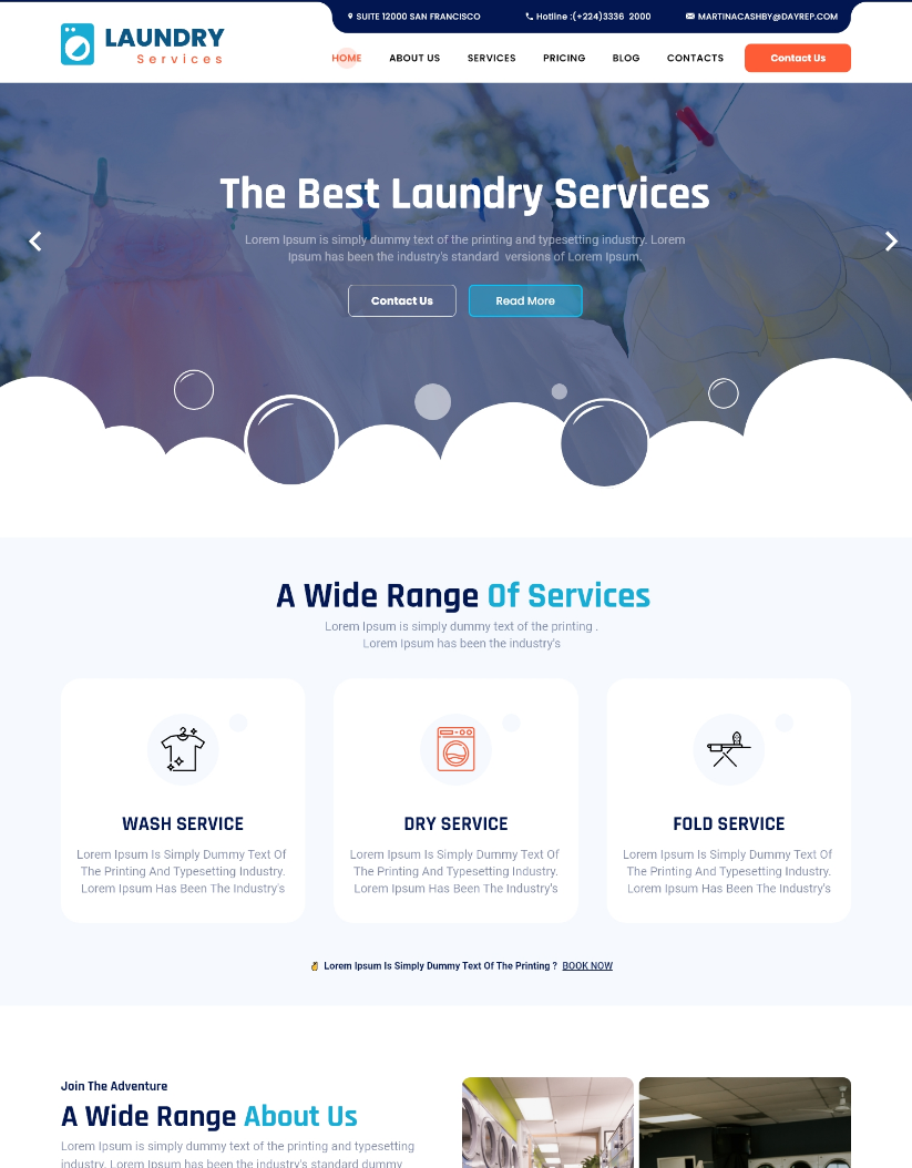 Laundry Care Premium WordPress Template