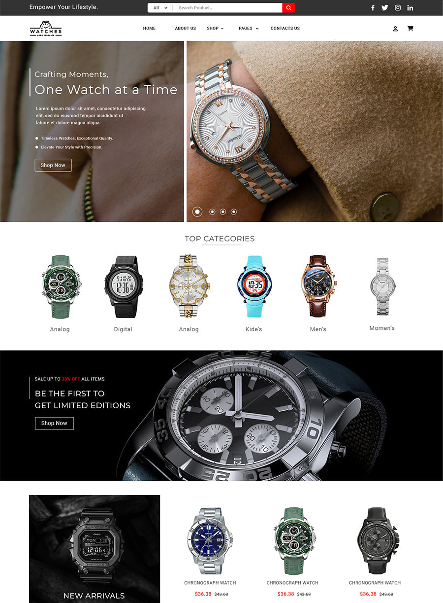 Watch Selling Website Template Free Watch Store Shopify Theme