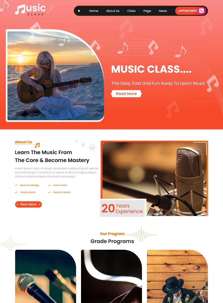 Free Music Class Wordpress Theme