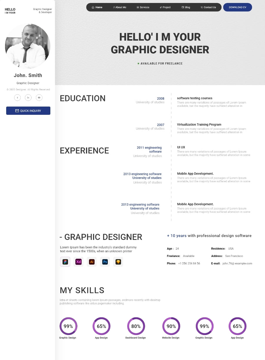 Free Resume Wordpress Theme