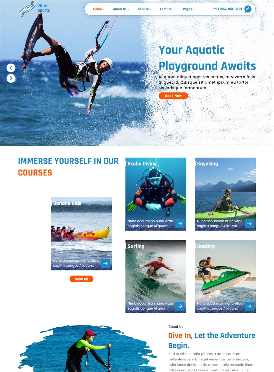 Free Water Sports Wordpress Theme