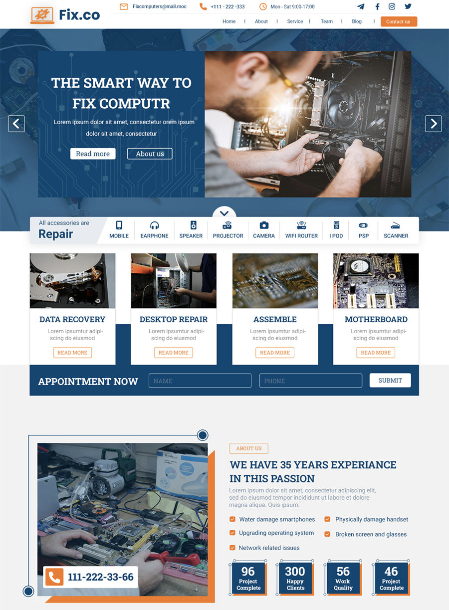 Free Computer Repair Wordpress Theme