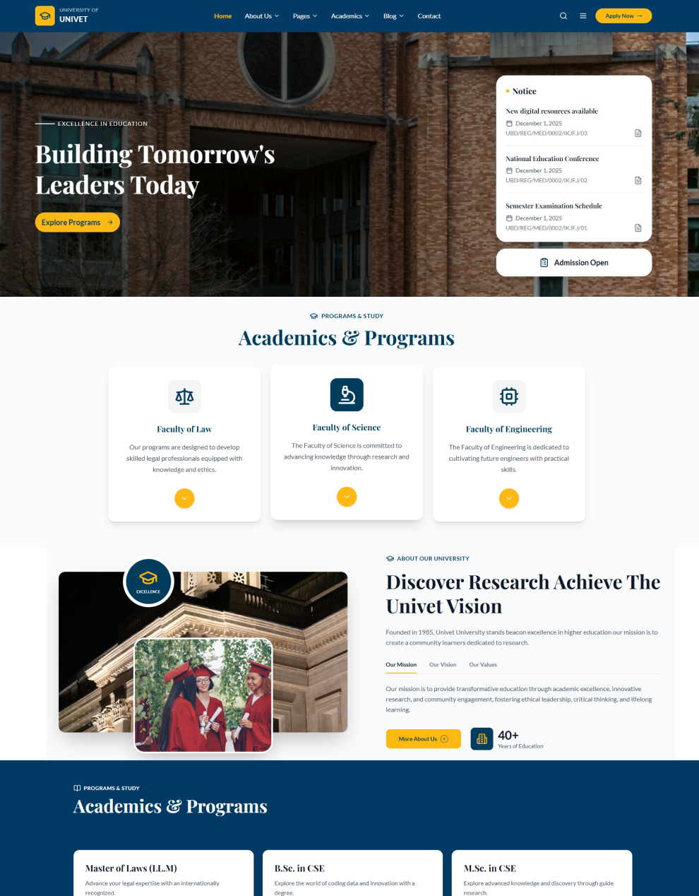Free Academia Education WordPress Theme