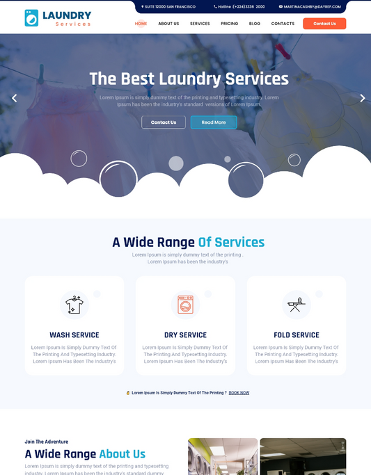 Free Laundry WordPress Theme