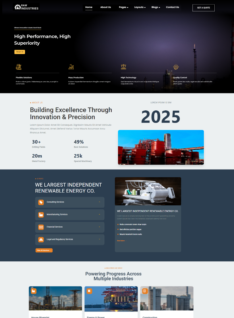 Free Raw Industry Wordpress Theme