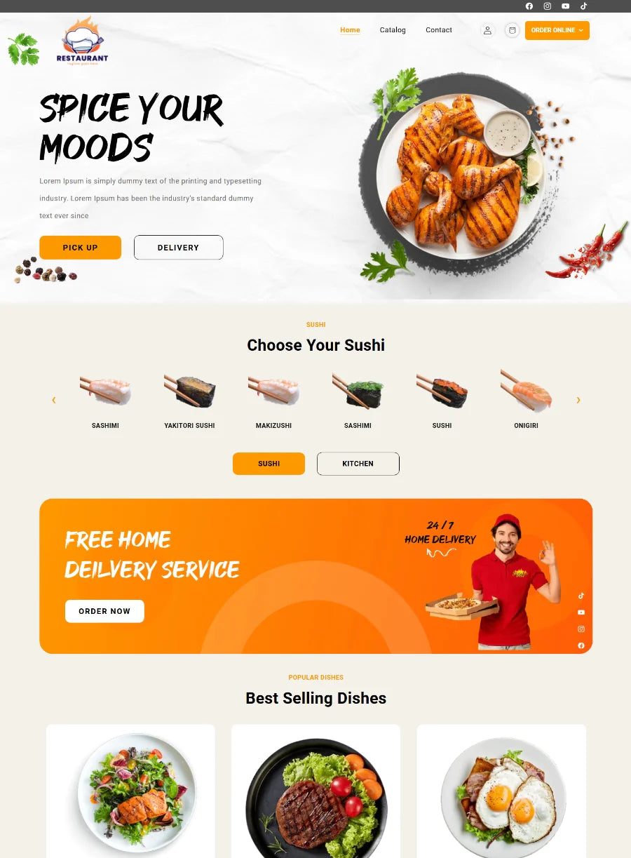 Premium Fresh Food Restaurant WordPress Template Buy WP Themes
