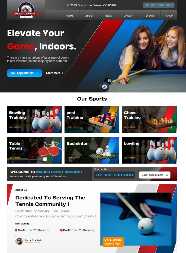 Premium Indoor Sports Wordpress Template