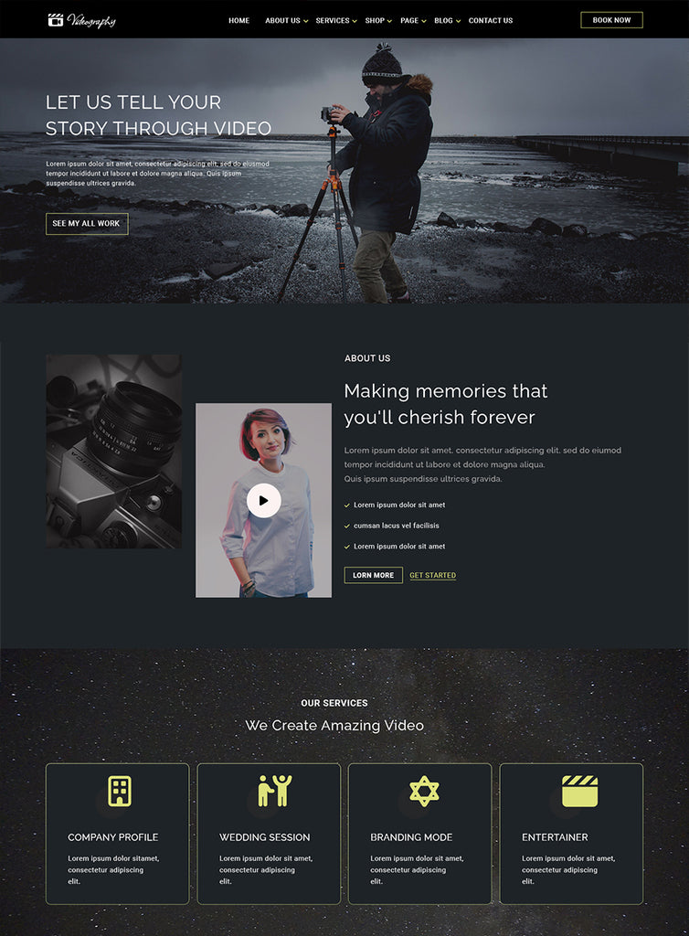 Cinematic Videography Premium Wordpress Theme