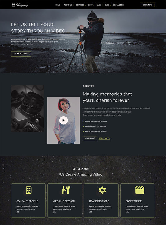 Free Cinematic Videography Wordpress Theme