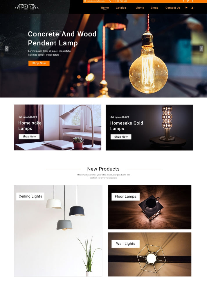 Lighting Shop Premium Wordpress Theme for lights, chandelier shop ...