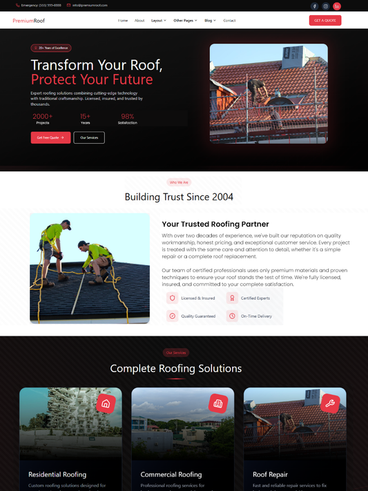 Premium Roofing Company Wordpress Theme
