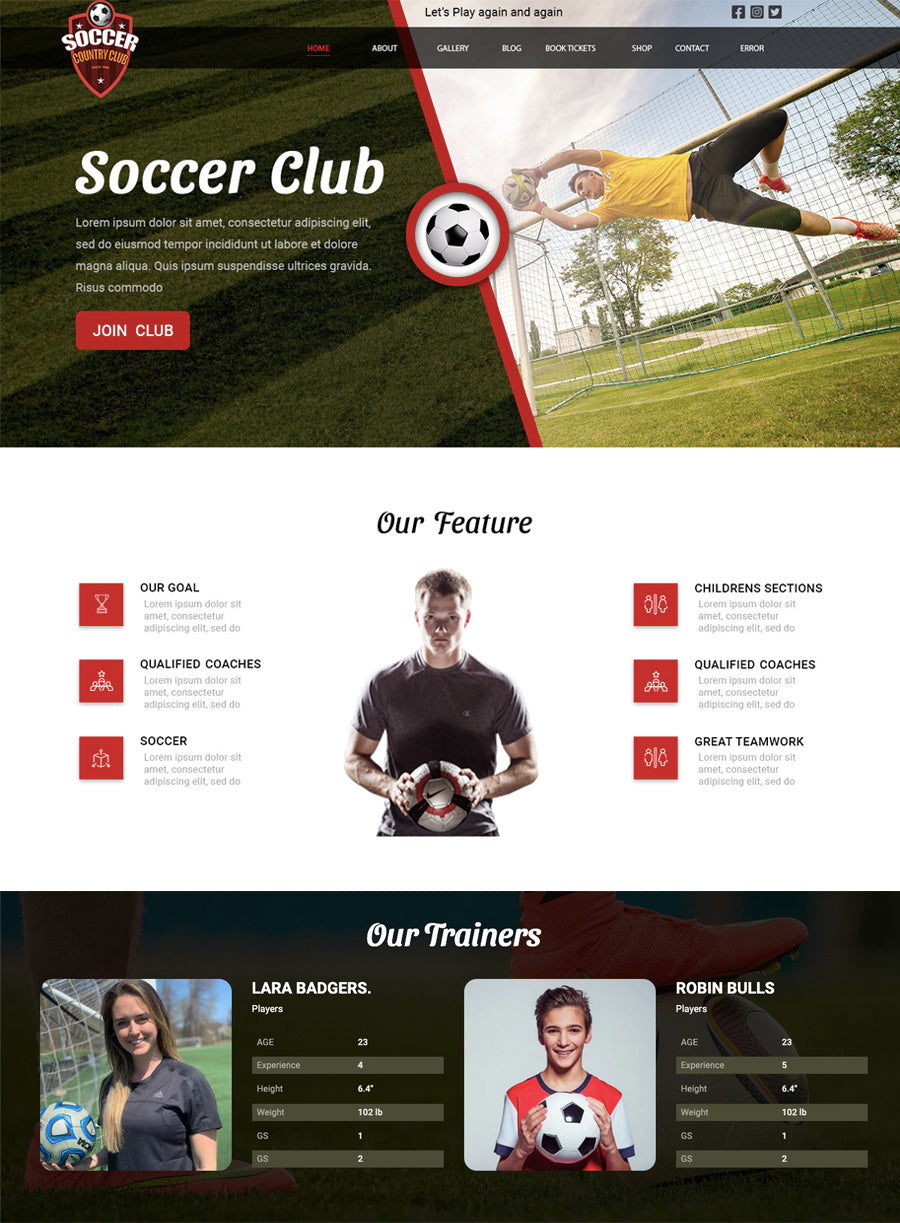 Premium Soccer Club Wordpress Theme